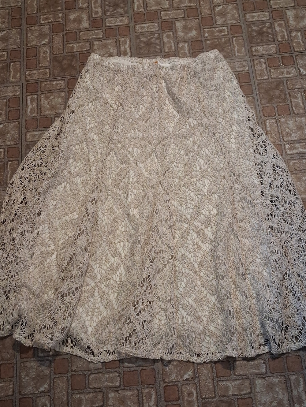 Ruby Rd.  Crocheted Lace A-Line Skirt in Ivory Size Medium